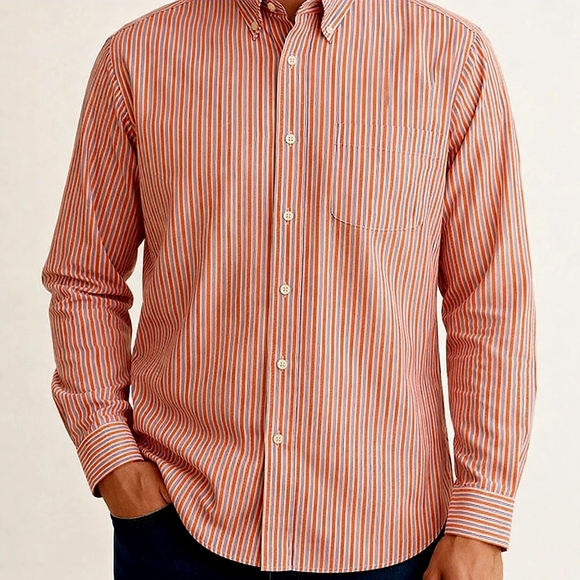 Kirkland Signature Other - Men's long sleeve button down shirt. 17-33 Orange White Stripes